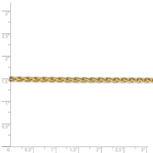 3mm, 14k Yellow Gold, Solid Parisian Wheat Chain Necklace, 22 Inch - Picture 4 of 7